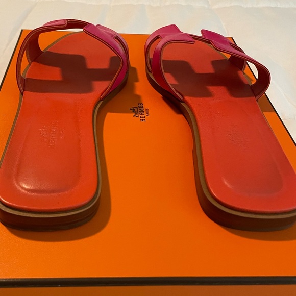 HERMES Oran Sandal Rose Flash/Orange Size 37 - Picture 7 of 10